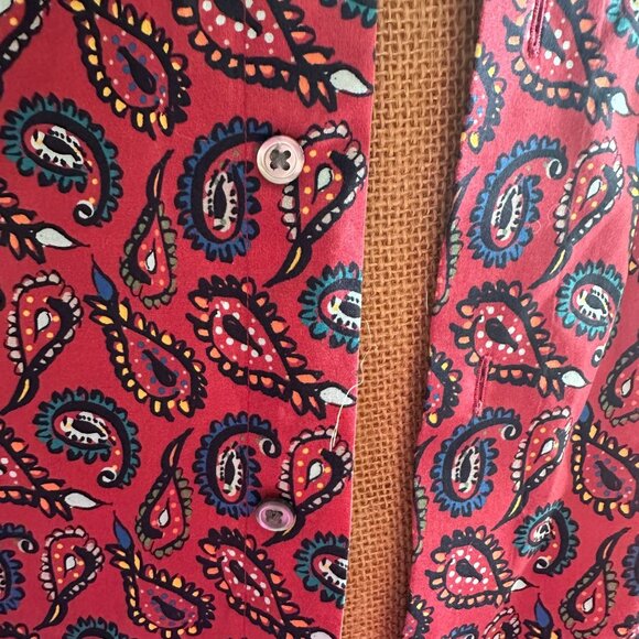 Paul Fredrick Slim Fit Red Paisley Dress Shirt, Long Sleeve Cotton M - Picture 9 of 11